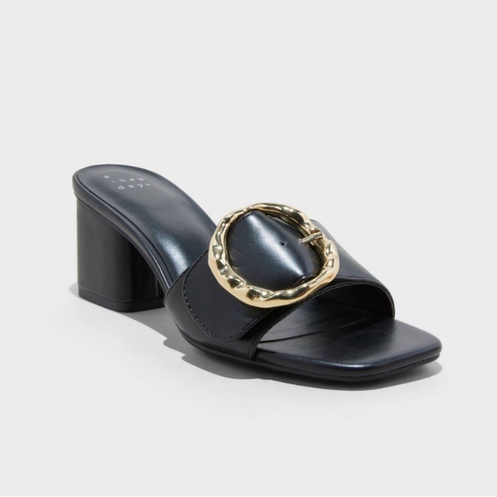 Target A New Day - Diana Black Heeled Sandals with Gold Accent